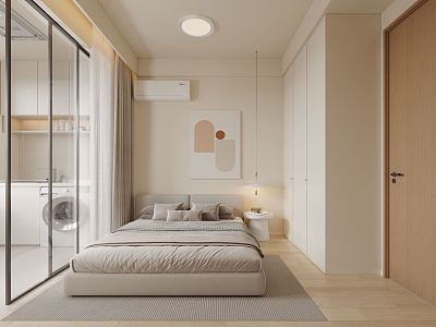 Cream wind bedroom 3d model