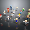Colorful Cartoon Characters of Different Professions Standing in a Circle