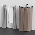 Stylish Gray and Brown Curtains with Different Rod Colors for Interior Design
