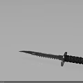 Tactical Serrated Knife With Silver Blade Black Textured Grip And Blade Hole