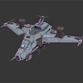 Sci Fi Futuristic Spacecraft 3D Model With Cockpit Winged Design And Blue Accents