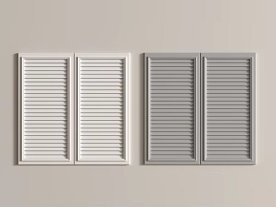 Modern White And Gray Double Panel Window Shutter Design For Home Interior 3d model