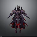 Mythical Warrior Character in Elaborate Purple Red Armor with Spiked Details and Cape