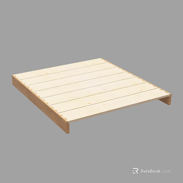 Light Wood Slatted Wooden Pallet With Sturdy Base Support Structure 3d model 