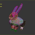 Game Movie Character Rabbit With Black Ears Silver Body Green Eyes Mechanical Design