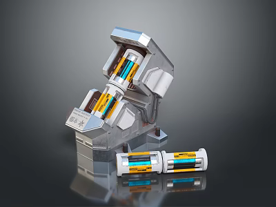 Modular Mechanical Device With Silver Casing Colorful Internal Parts And Cylindrical Modules 3d model