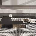 Modern Minimalist Coffee Table In Living Room With Magazine And Decorative Objects
