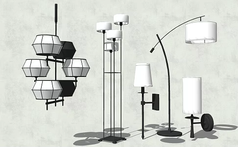 New Chinese-style lamps and lanterns combination lamps 3d model
