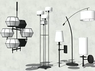 New Chinese-style lamps and lanterns combination lamps 3d model
