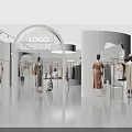 Fashion Clothing Store Modern White Interior With Mannequins And Clothes Display Racks