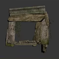 Ancient Stone Structure With Moss Covered Blocks And Hanging Vines 3d model