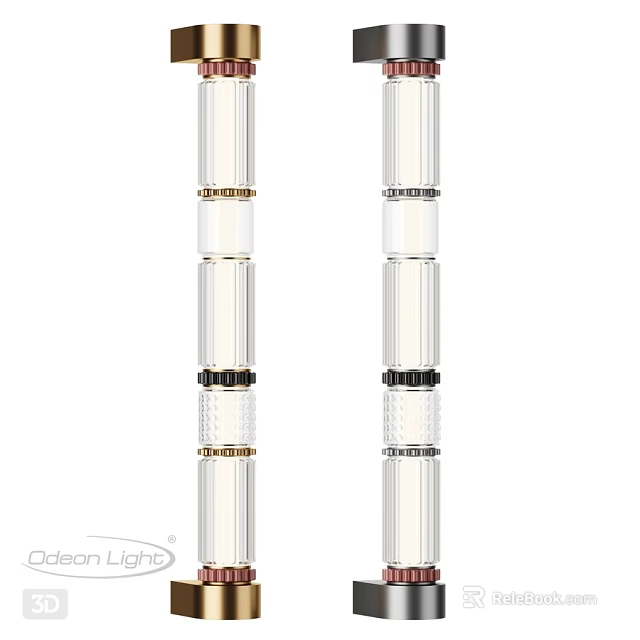 Modern Transparent Glass Wall Lamps With Metal Rings And Sleek Design 3d model 