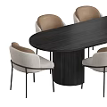 Modern Black Wooden Dining Table Set With Beige Seat Chairs And Contemporary Design