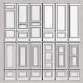 White Wall Paneling Display With Various Interior Design Styles And Patterns 3d model