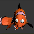 Vibrant Red Clownfish With White Stripes And Black Edged Fins On Black Background