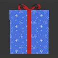 Blue Gift Box With White Patterns And Red Ribbon Bow For Daily Use 3d model