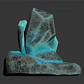 Unique Teal Blue Crystal Decorative Ornament Set With Metallic Base And Irregular Shape Design