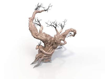 Unique Dry Tree With Twisted Trunk And Leafless Branches Natural Texture 3d model