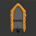 Yellow Inflatable Boat With Black Outboard Motor Gray Floor And Reflective Strips