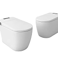 Two White Modern Toilets With Sleek Design And Clean Lines 3d model