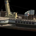 Vintage Steamship Model With Deck Structures Chimney Mast And Flag Details