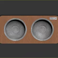 Practical Pet Feeding Station With Two Stainless Steel Bowls Wooden Tray And Black Metal Stand