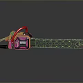 Futuristic Chainsaw Weapon with Pink Orange Accents and Honeycomb Chain Design