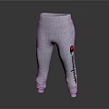Comfortable Gray Casual Sweatpants With Red Logo And Black Text Design 3d model