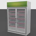 Double Door Glass Display Freezer With Green Top And Multi Layer Shelves