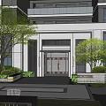 Modern Residential Entrance Gate Design With Lush Greenery And Building Exterior