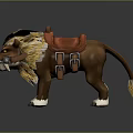Fierce 3D Lion With Yellow Mane Red Saddle Metal Buckles And White Paws