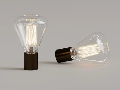 Vintage Light Bulbs With Transparent Glass Filament And Black Base Design 3d model
