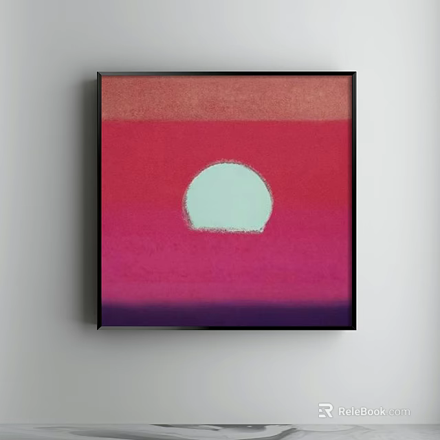 Abstract Painting With Red Pink Purple Gradient And White Circular Shape 3d model