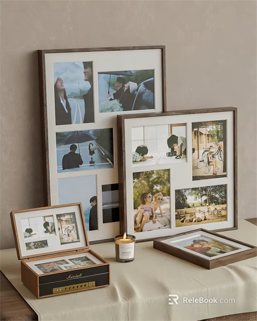 Modern Wooden Photo Frames With Collage Design For Home Decor 3d model 