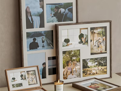 Modern Wooden Photo Frames With Collage Design For Home Decor 3d model