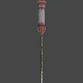 Detailed Combat Weapon With Metal Blade Red Worn Handle And Tactical Design