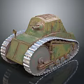 Rustic Green Vintage Military Tank With Tracks Turret And Metal Body
