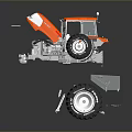 Orange And White Agricultural Machinery With Large Tires Mechanical Structure And Equipment