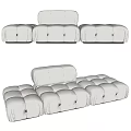 White Sectional Sofa With Modular Design Soft Fabric And Button Tufted Details 3d model
