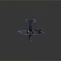 Vintage Biplane Airplane With Red Star On Wings And Metallic Finish