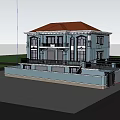 Elegant Classical Detached Villa Exterior With Balcony Large Windows And Green Trees