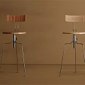 Modern Bar Stools With Metal Legs Wooden Seat And Black Back