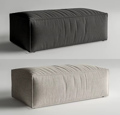 Comfortable Modern Black and Gray Fabric Ottoman for Living Room Home Decor 3d model