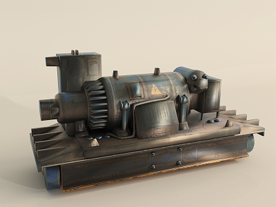 retro crane engine machine 3d model