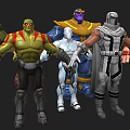 Superhero And Villain Characters Group Collection With Various Costumes And Poses