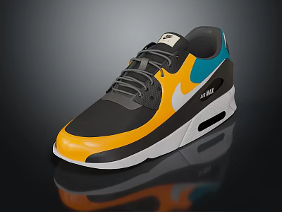 Nike Air Max Sneakers With Black Yellow Blue And White Color Design 3d model