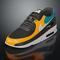 Nike Air Max Sneakers With Black Yellow Blue And White Color Design