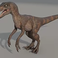 Realistic Standing Reptile Dinosaur With Brown Skin Long Tail And Sharp Claws