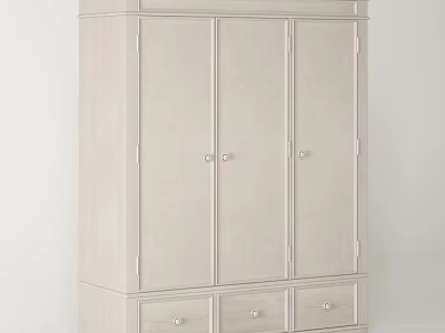Simple White Modern Wardrobe Design With Multiple Doors And Bottom Drawers 3d model