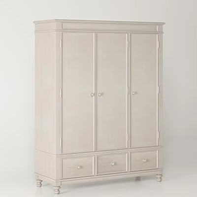Simple White Modern Wardrobe Design With Multiple Doors And Bottom Drawers 3d model
